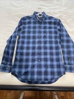 Jos. A. Bank Men's Blue Plaid Button-Down Shirt